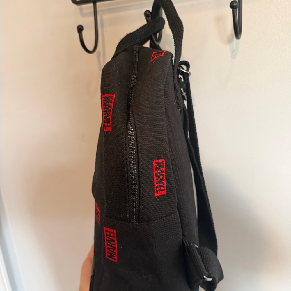 Marvel Black Backpack With Red Logo Pattern - image 3